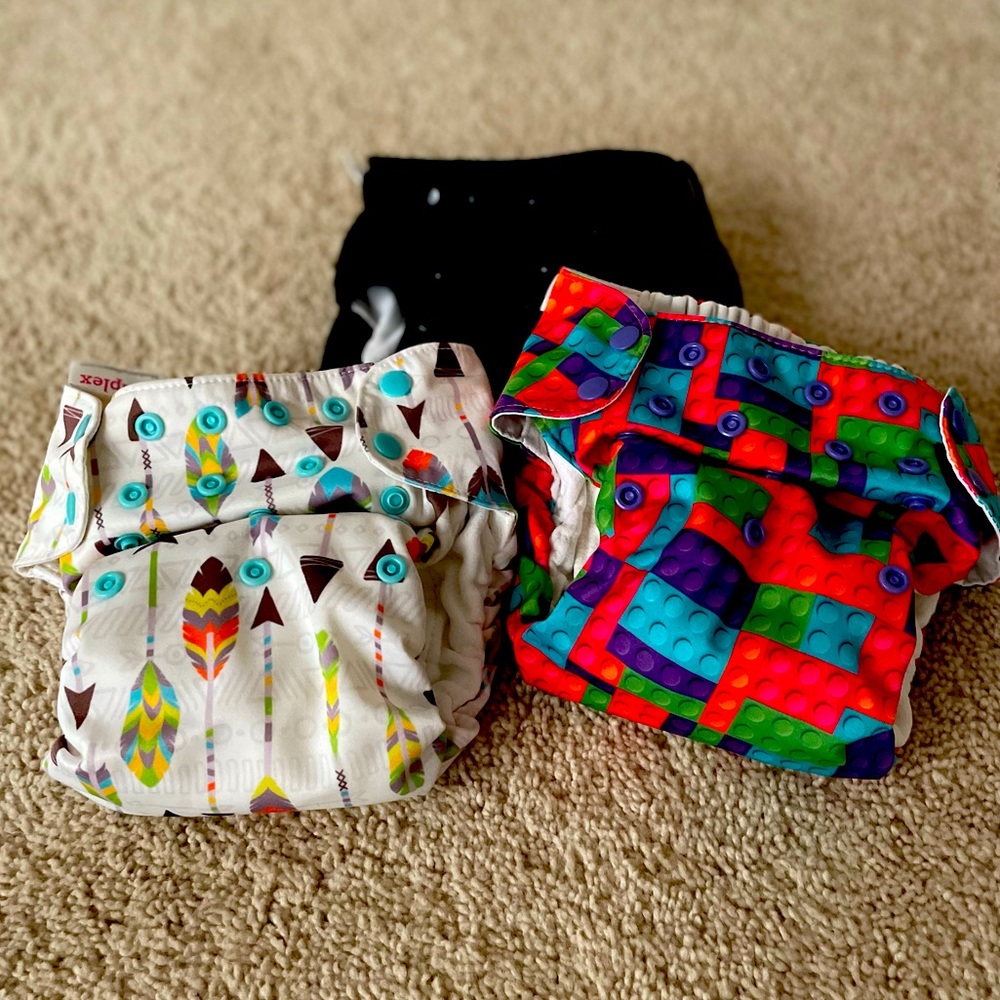 3 Blueberry One-Size Simplex All-In-One Diapers